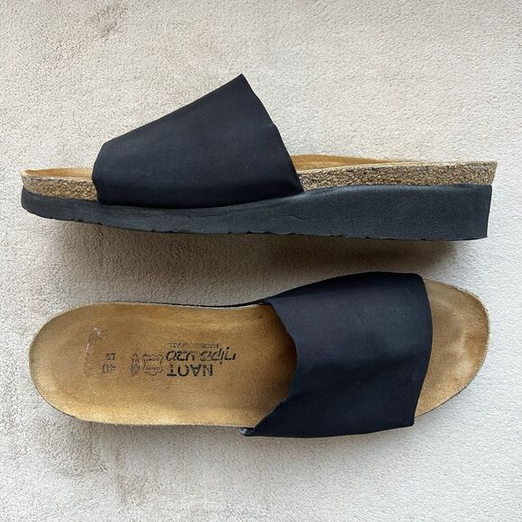 Naot Alana Black Slide Cork Wedge Sandal Women EU 40 US 8.5-9 Comfort Casual - Picture 13 of 13